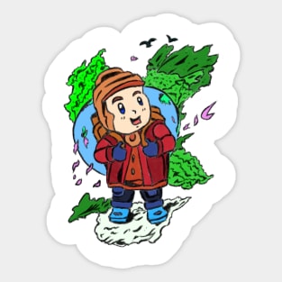 Cute cartoon boy travel colour Sticker